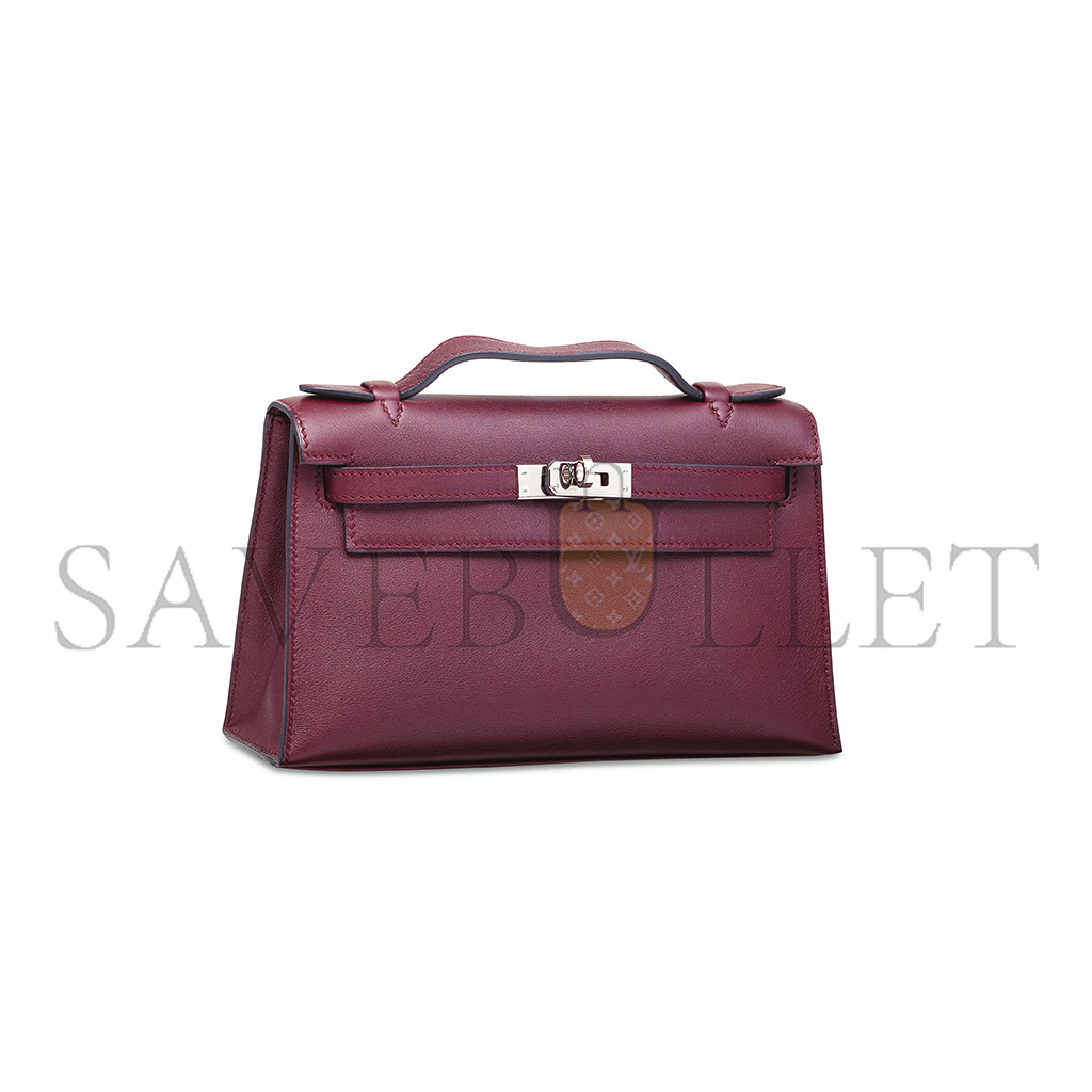H**mes master swift leather kelly pochette with palladium hardware (22*14*7cm)
